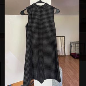 Houndstooth mock neck short dress